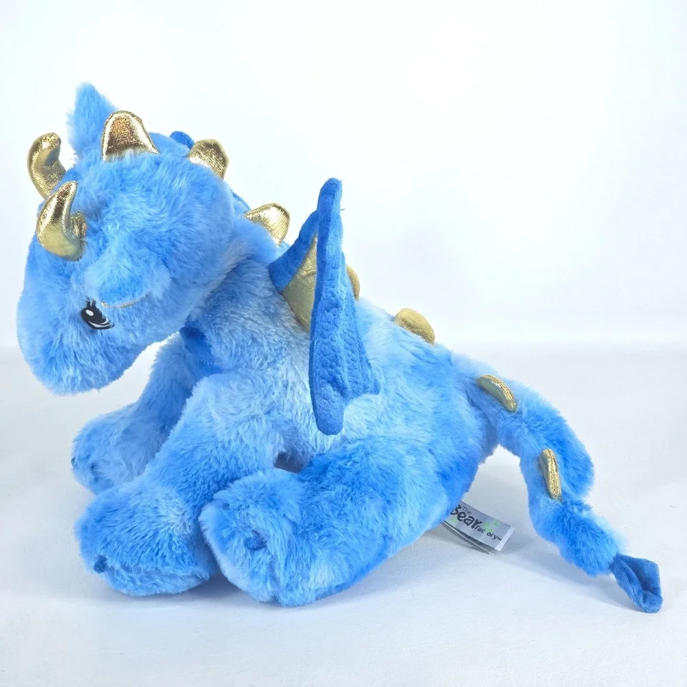 Bear Factory Blue Dragon Gold Wings Spikes Plush Stuffed Animal Toy Fairy Large
